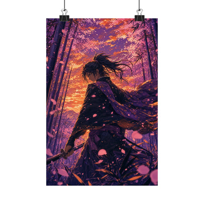 Swordsmin Bamboo Grove - Anime Manga Art Print (Matte Poster) - Moikas