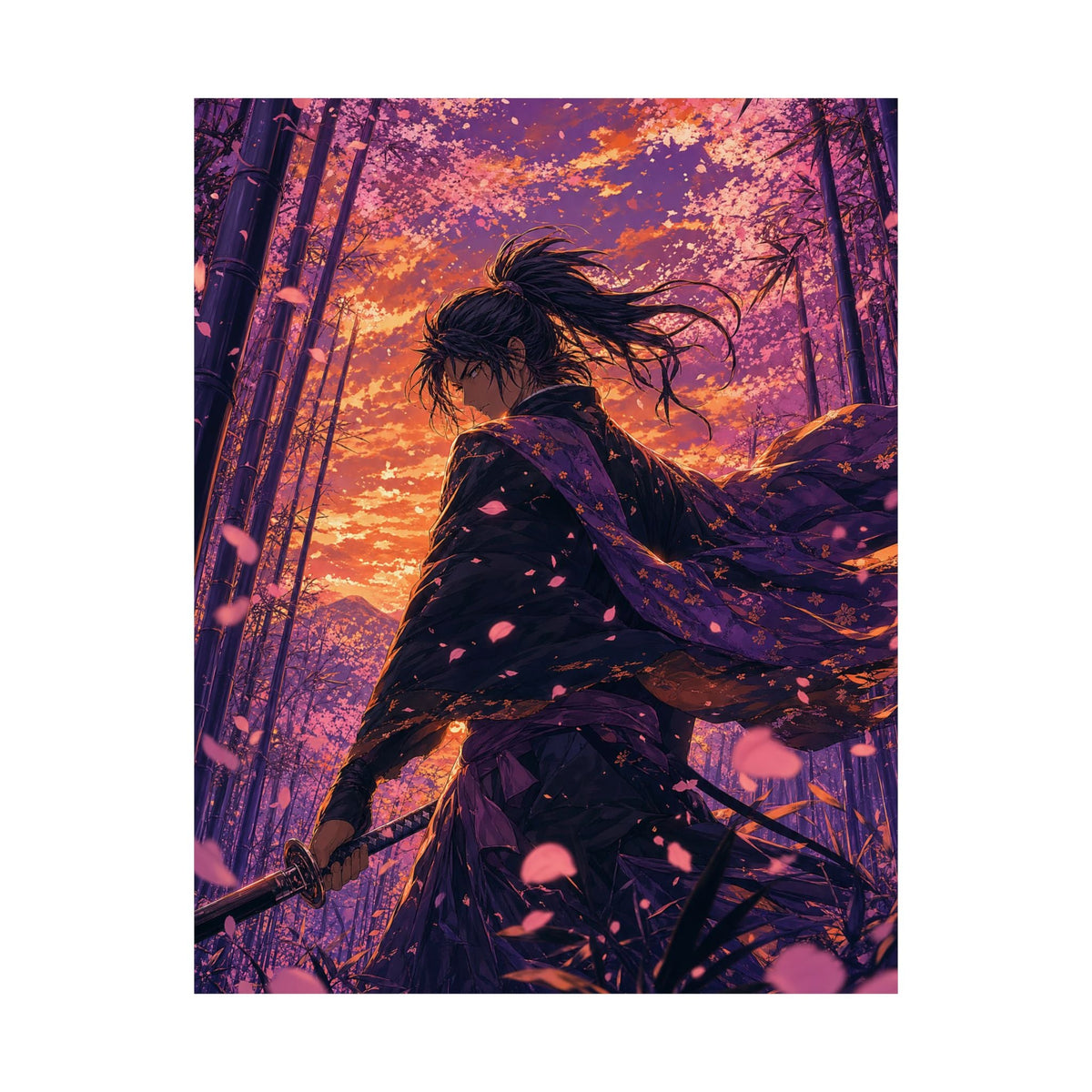 Swordsmin Bamboo Grove - Anime Manga Art Print (Matte Poster) - Moikas