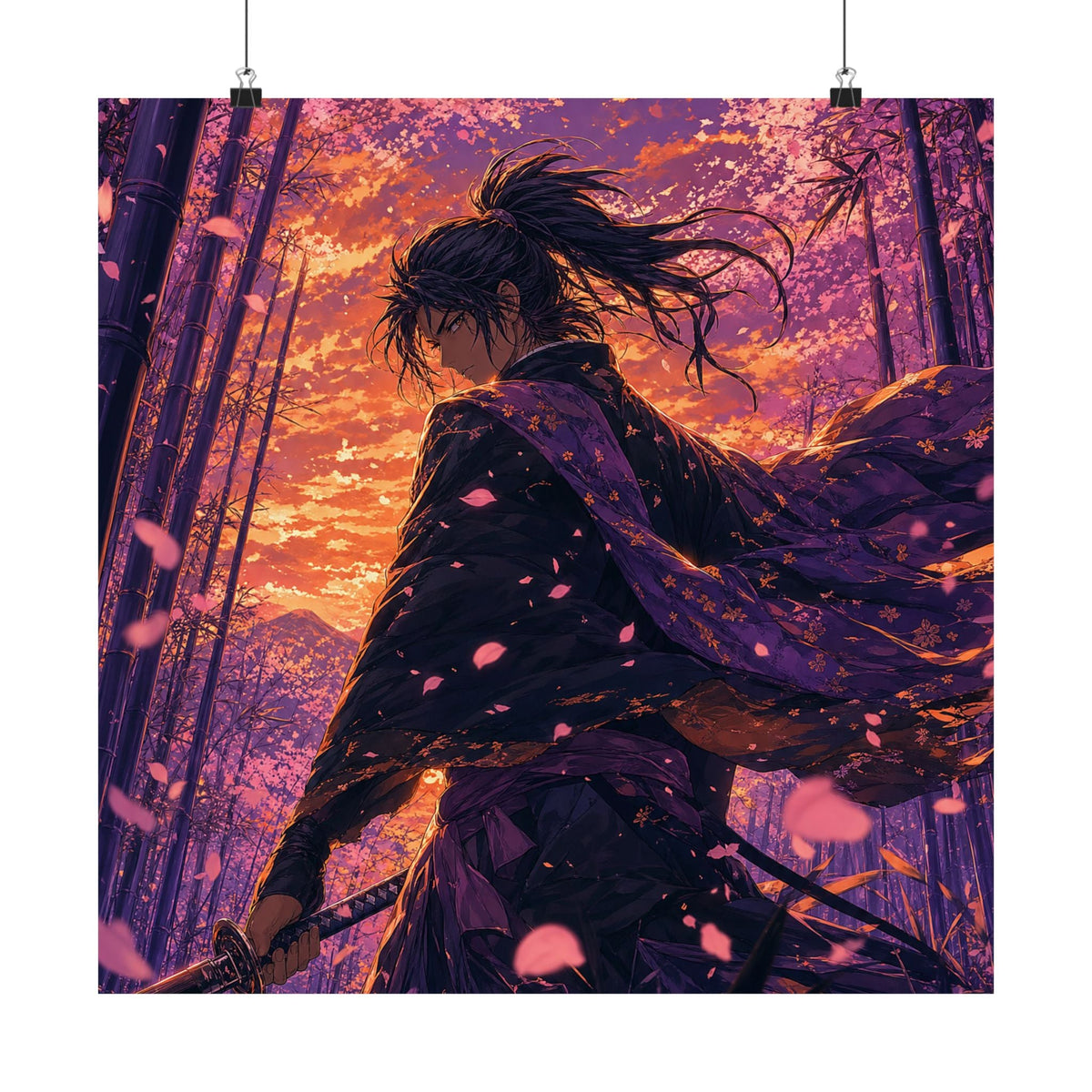 Swordsmin Bamboo Grove - Anime Manga Art Print (Matte Poster) - Moikas
