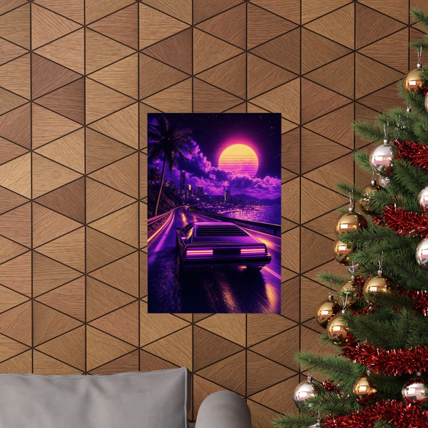 Synthwave Car Driving At Night - Gaming Culture Art Print (Matte Poster) - Moikas