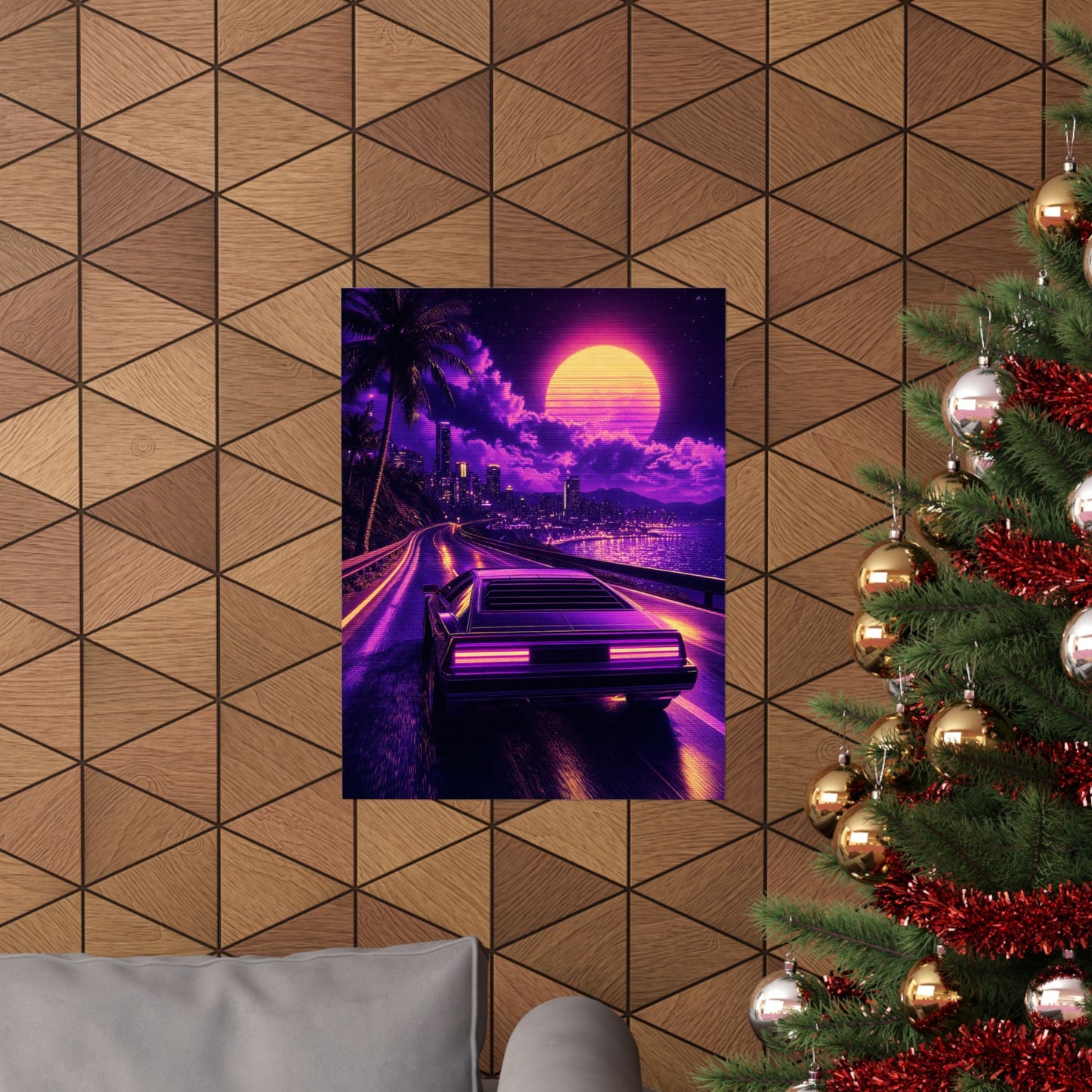 Synthwave Car Driving At Night - Gaming Culture Art Print (Matte Poster) - Moikas