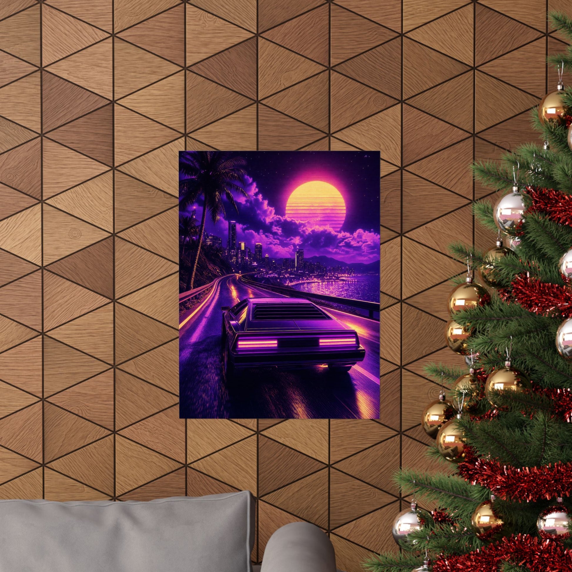 Synthwave Car Driving At Night - Gaming Culture Art Print (Matte Poster) - Moikas