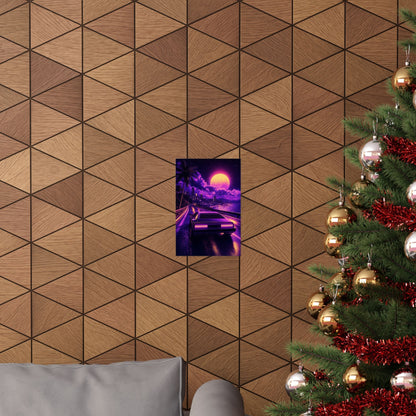 Synthwave Car Driving At Night - Gaming Culture Art Print (Matte Poster) - Moikas