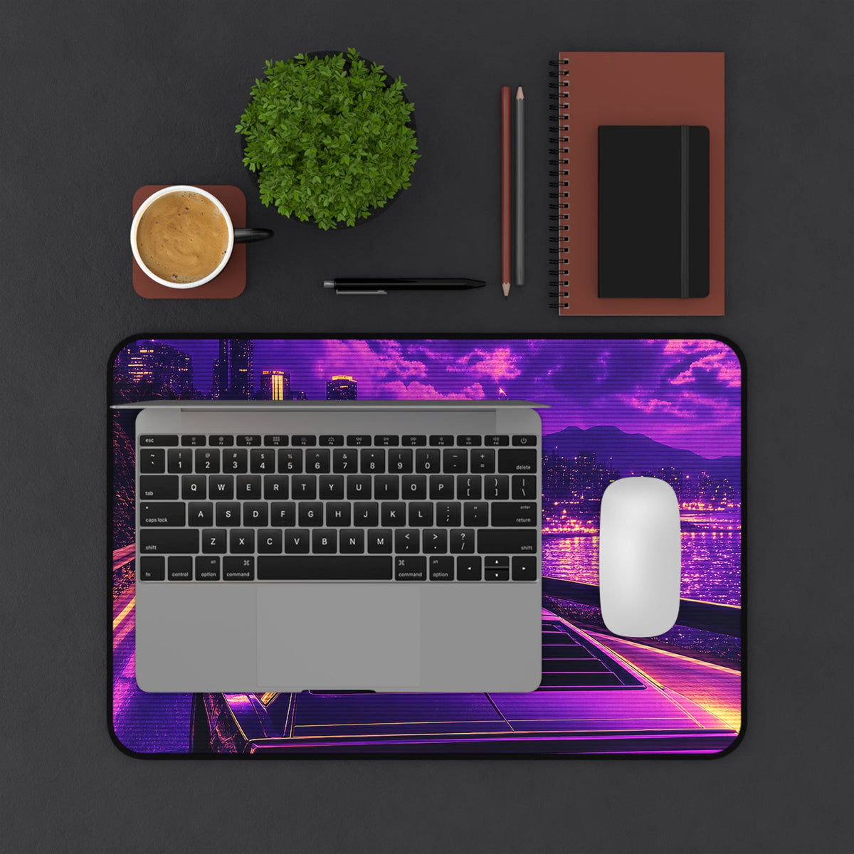 Synthwave Car Driving At Night - Gaming Culture Gaming Desk Mat - Moikas