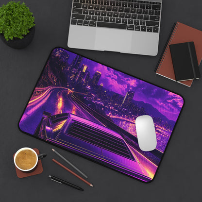 Synthwave Car Driving At Night - Gaming Culture Gaming Desk Mat - Moikas