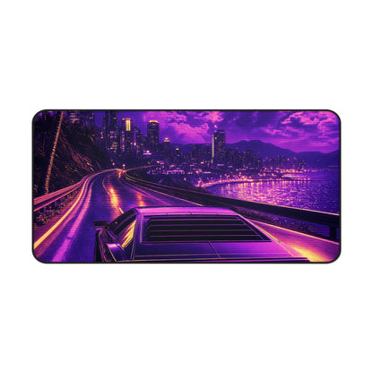 Synthwave Car Driving At Night - Gaming Culture Gaming Desk Mat - Moikas