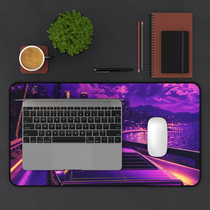 Synthwave Car Driving At Night - Gaming Culture Gaming Desk Mat - Moikas