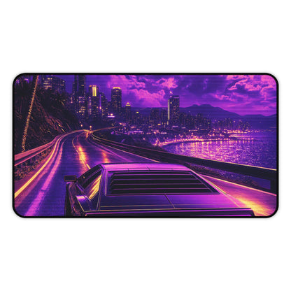 Synthwave Car Driving At Night - Gaming Culture Gaming Desk Mat - Moikas