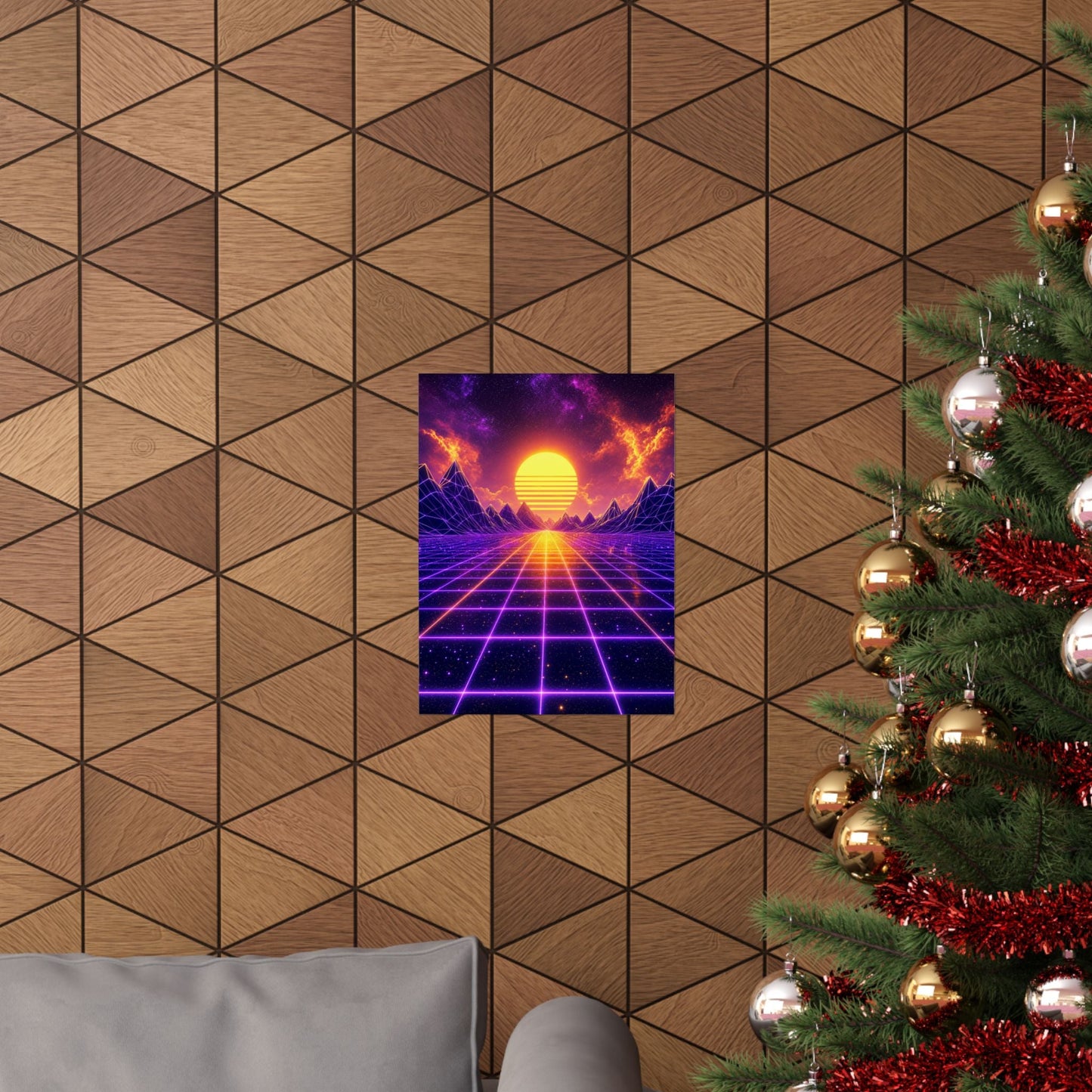 Synthwave Grid Landscape - Gaming Culture Art Print (Matte Poster) - Moikas