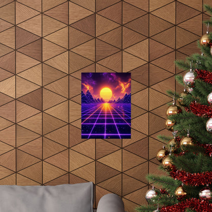 Synthwave Grid Landscape - Gaming Culture Art Print (Matte Poster) - Moikas