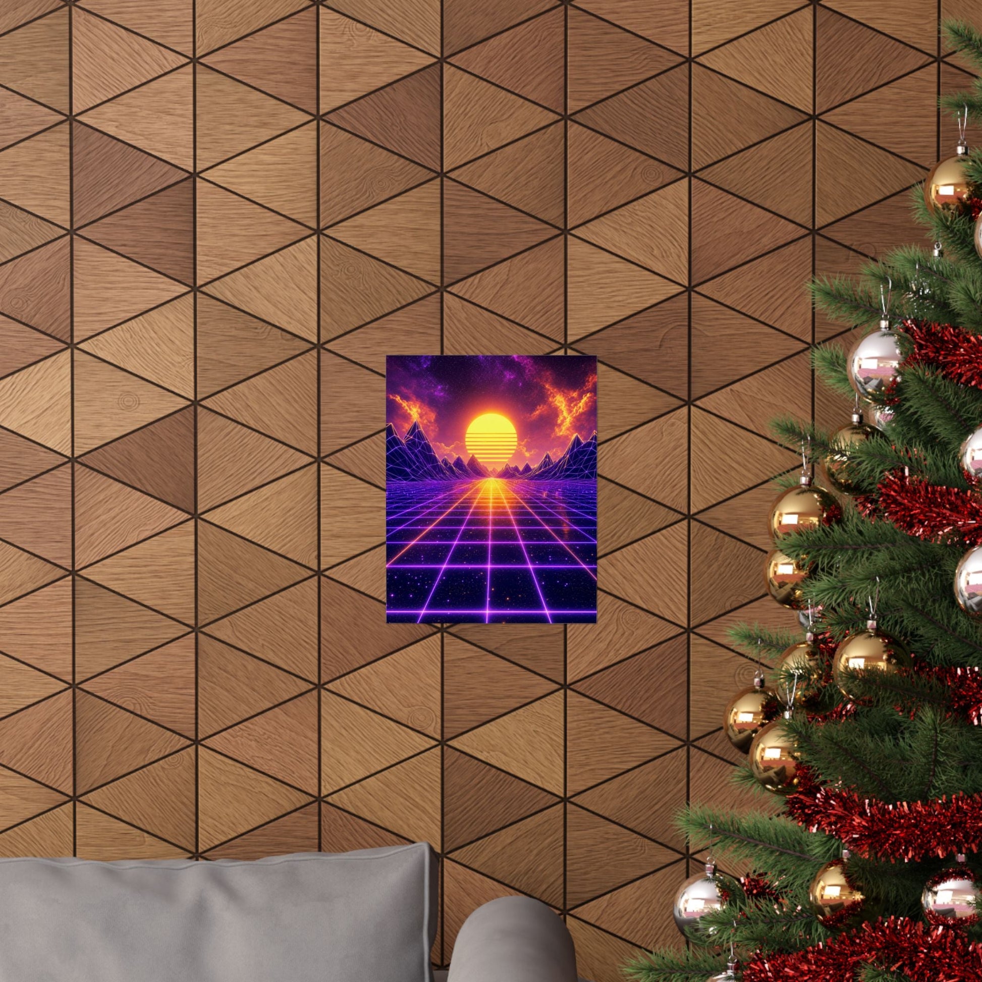 Synthwave Grid Landscape - Gaming Culture Art Print (Matte Poster) - Moikas