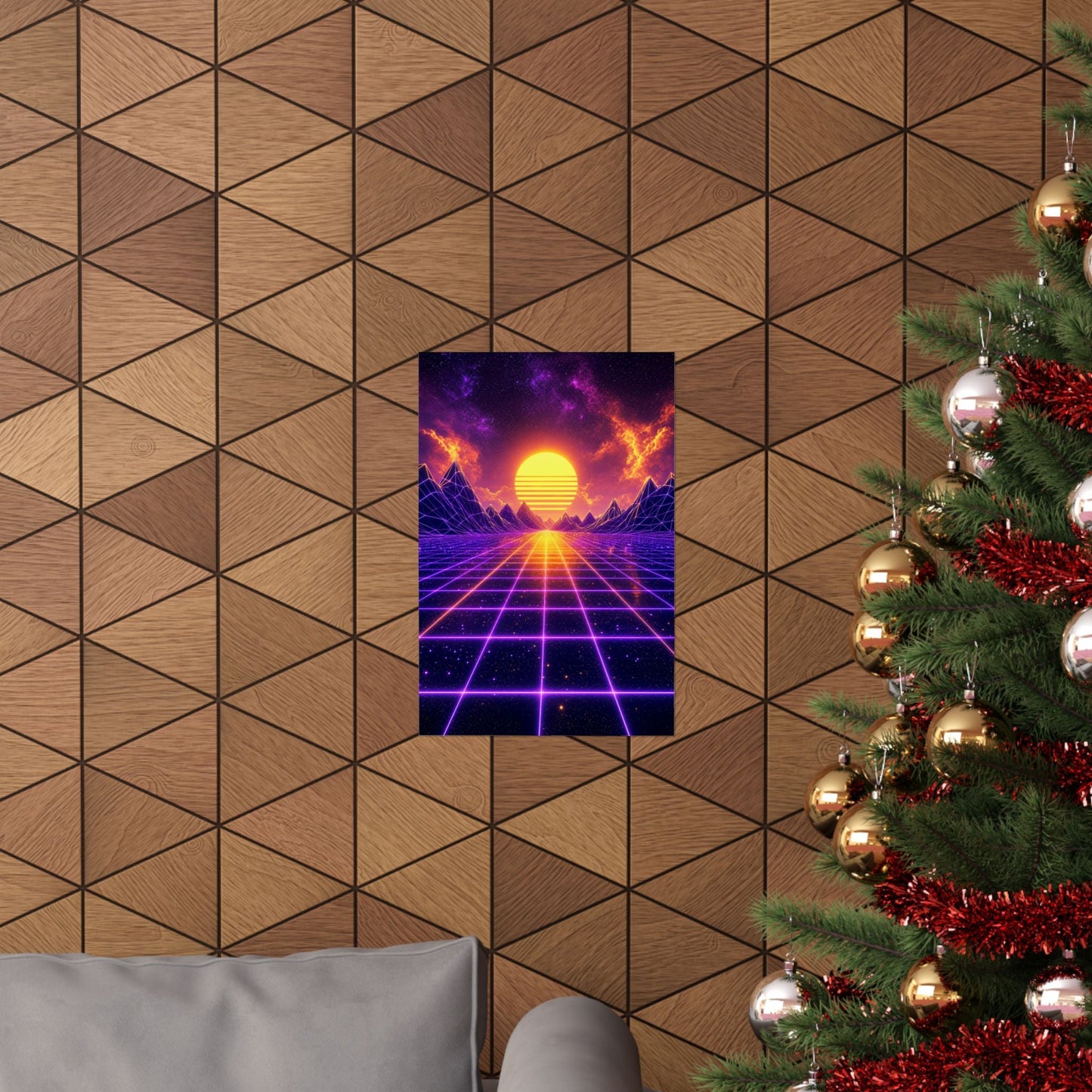Synthwave Grid Landscape - Gaming Culture Art Print (Matte Poster) - Moikas