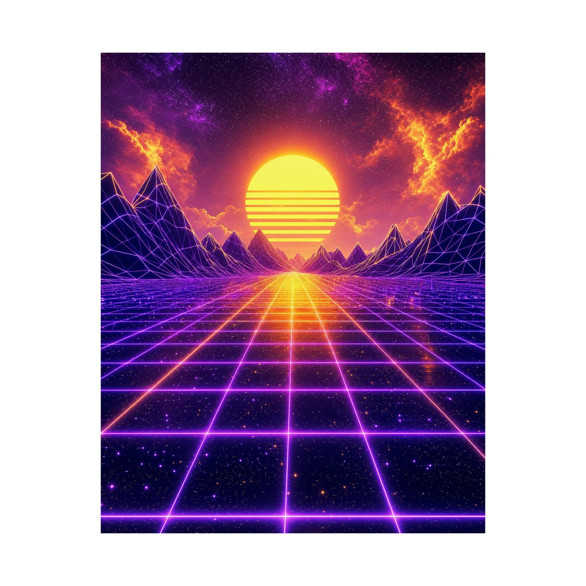 Synthwave Grid Landscape - Gaming Culture Art Print (Matte Poster) - Moikas