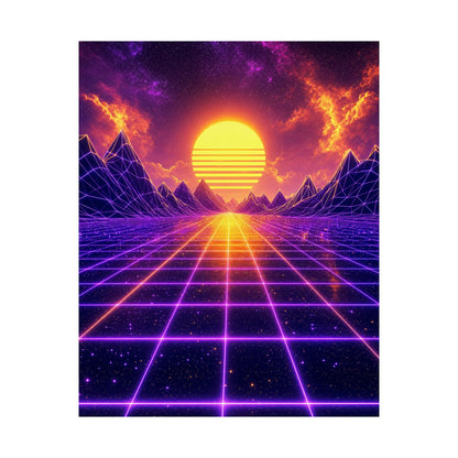 Synthwave Grid Landscape - Gaming Culture Art Print (Matte Poster) - Moikas
