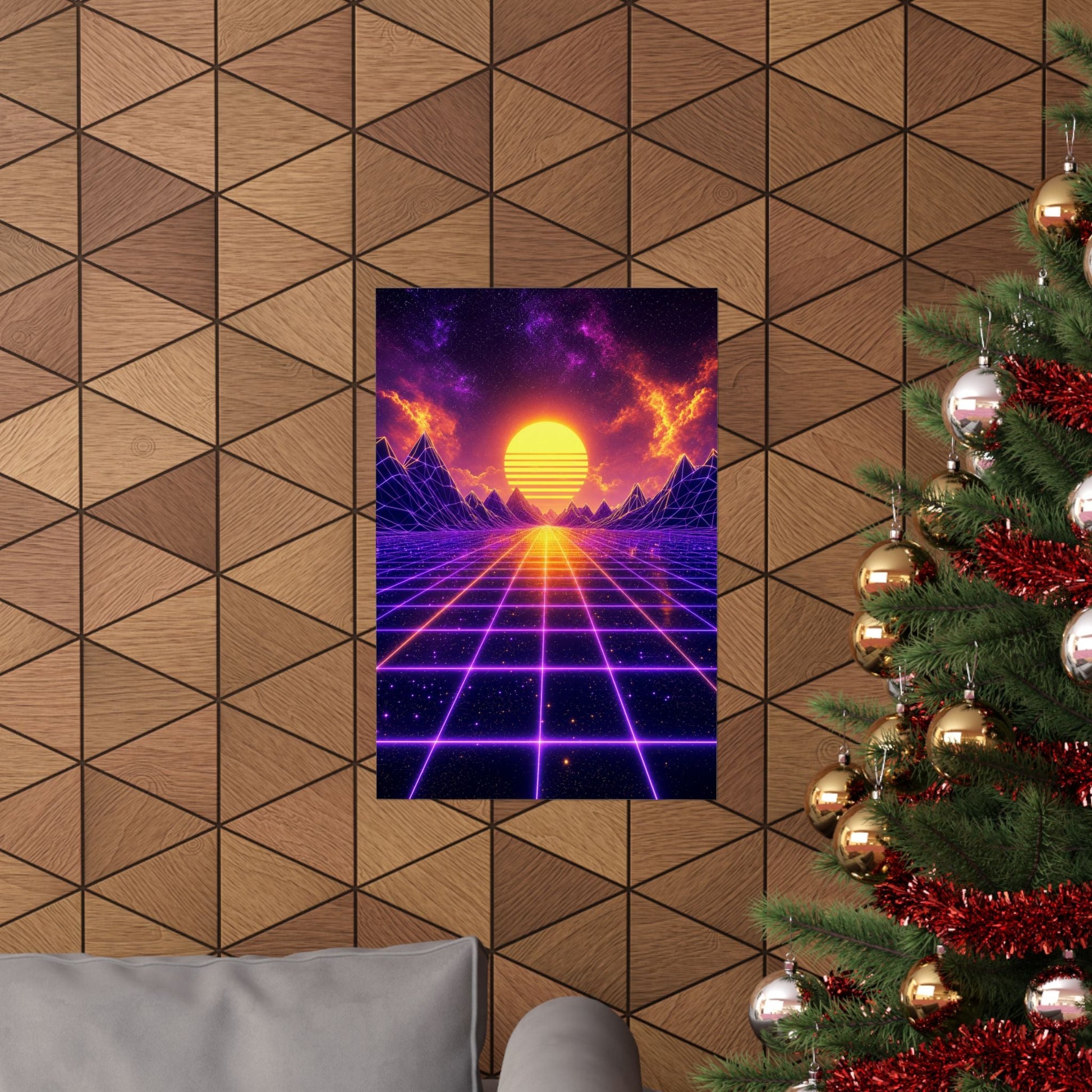 Synthwave Grid Landscape - Gaming Culture Art Print (Matte Poster) - Moikas