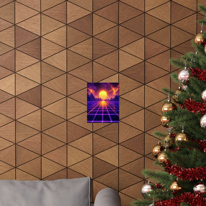 Synthwave Grid Landscape - Gaming Culture Art Print (Matte Poster) - Moikas