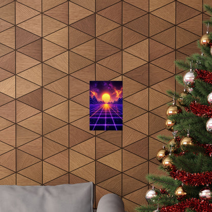 Synthwave Grid Landscape - Gaming Culture Art Print (Matte Poster) - Moikas