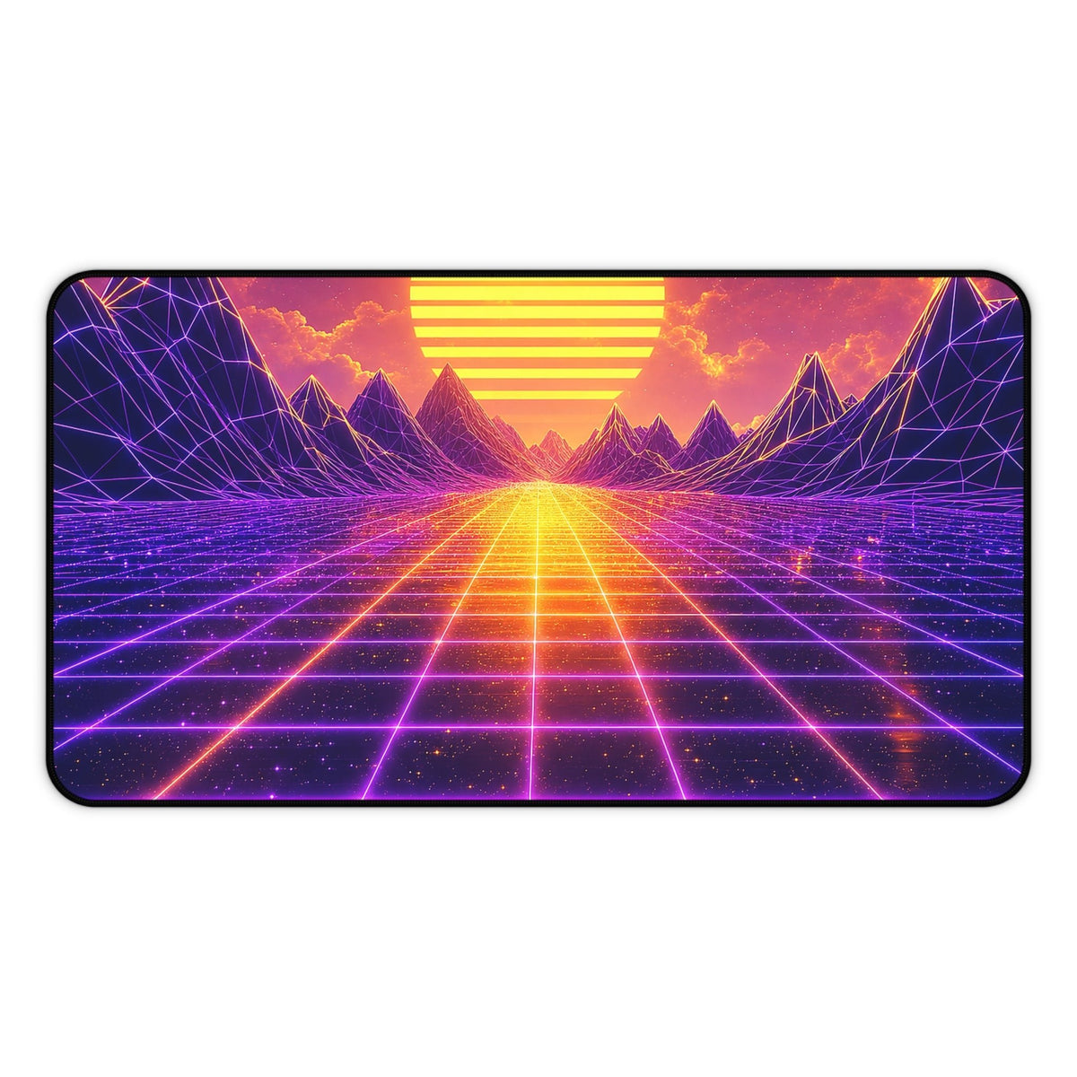 Synthwave Grid Landscape - Gaming Culture Gaming Desk Mat - Moikas