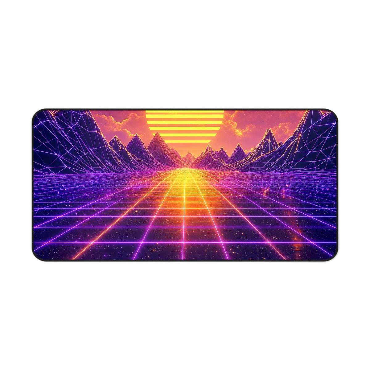 Synthwave Grid Landscape - Gaming Culture Gaming Desk Mat - Moikas