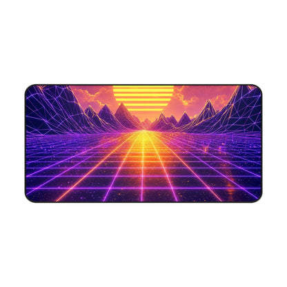 Synthwave Grid Landscape - Gaming Culture Gaming Desk Mat - Moikas