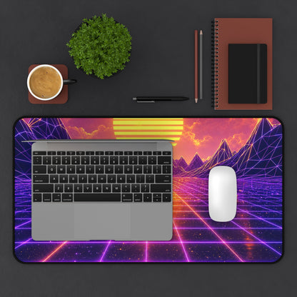 Synthwave Grid Landscape - Gaming Culture Gaming Desk Mat - Moikas