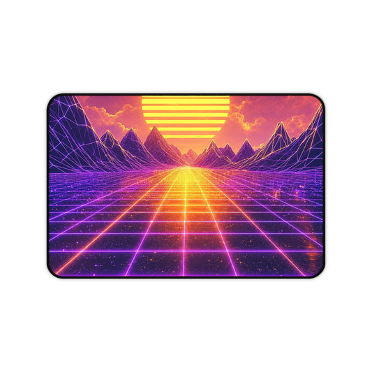 Synthwave Grid Landscape - Gaming Culture Gaming Desk Mat - Moikas
