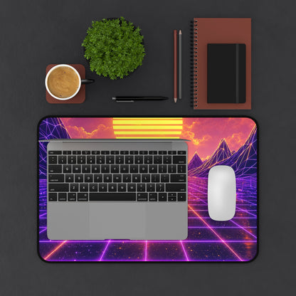 Synthwave Grid Landscape - Gaming Culture Gaming Desk Mat - Moikas