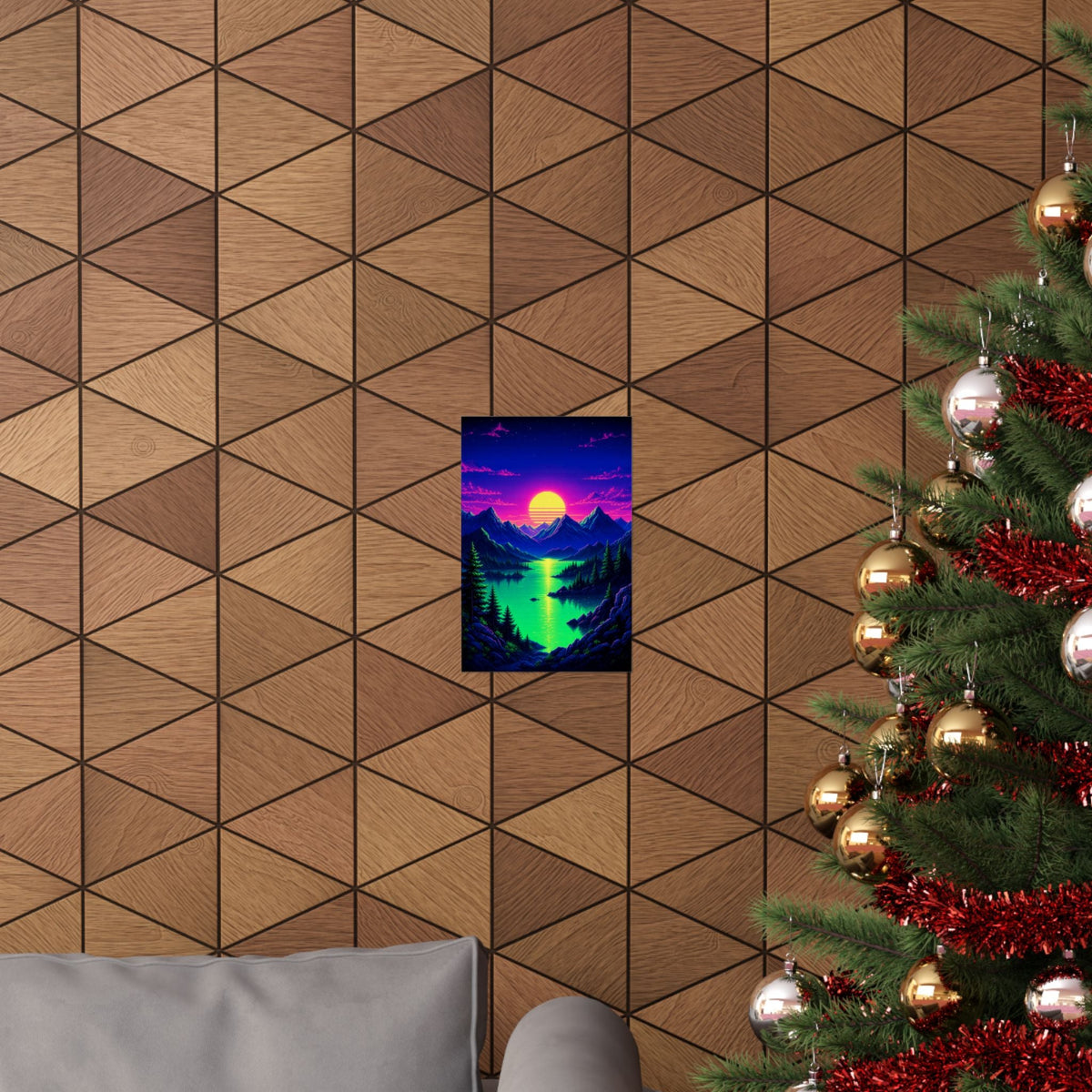 Synthwave Sunset With Mountains - Gaming Culture Art Print (Matte Poster) - Moikas