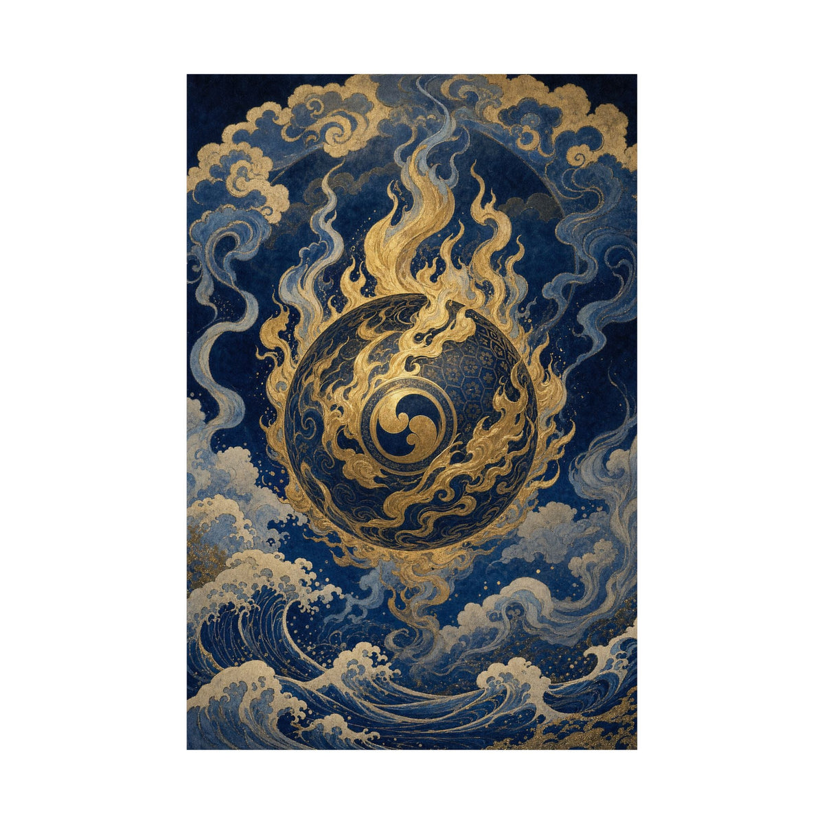 Tamfireball Floating - Japanese Mythology Art Print (Matte Poster) - Moikas