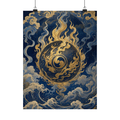 Tamfireball Floating - Japanese Mythology Art Print (Matte Poster) - Moikas