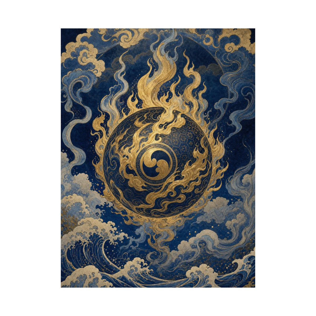Tamfireball Floating - Japanese Mythology Art Print (Matte Poster) - Moikas