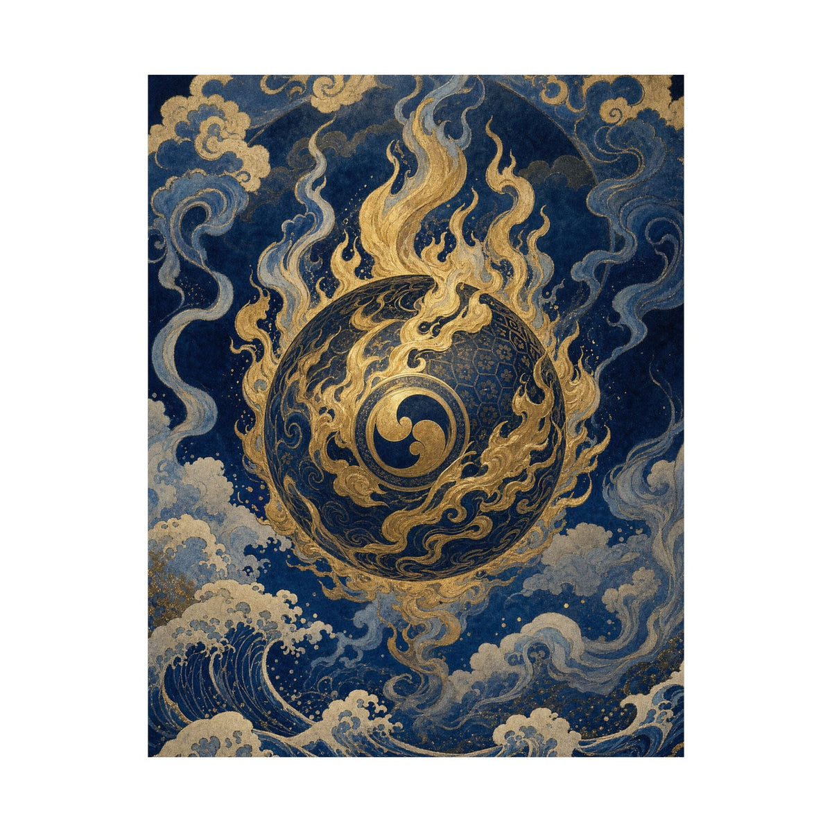 Tamfireball Floating - Japanese Mythology Art Print (Matte Poster) - Moikas