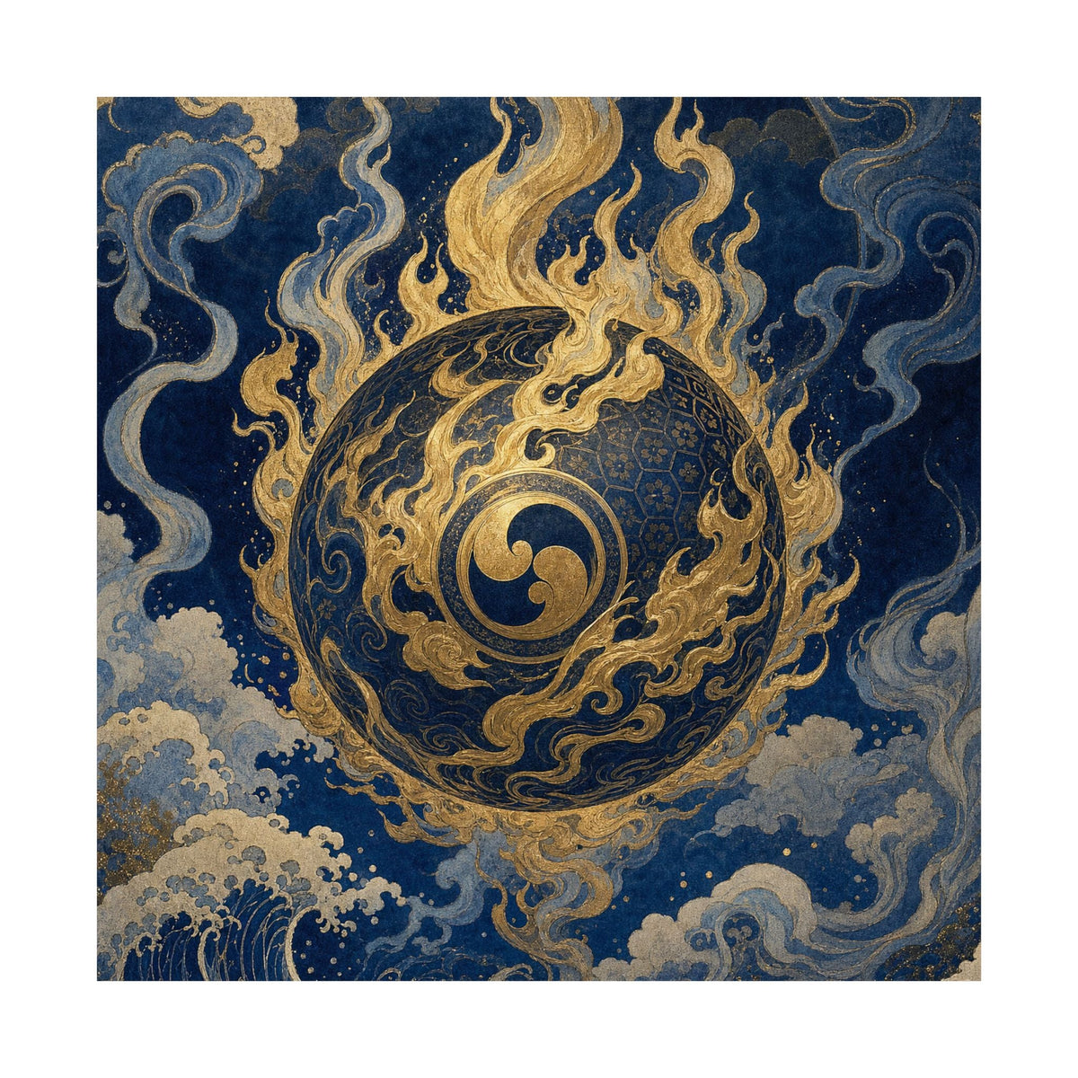 Tamfireball Floating - Japanese Mythology Art Print (Matte Poster) - Moikas