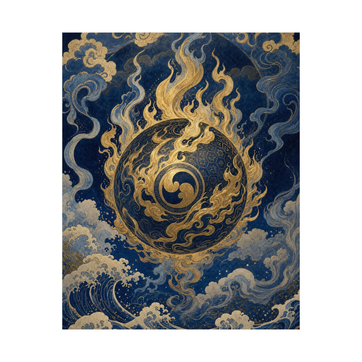 Tamfireball Floating - Japanese Mythology Art Print (Matte Poster) - Moikas