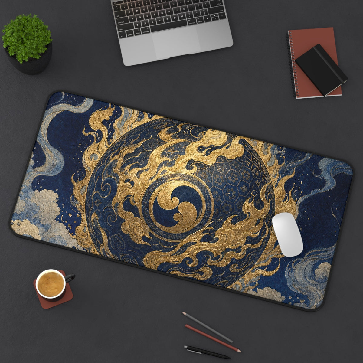 Tamfireball Floating - Japanese Mythology Gaming Desk Mat - Moikas