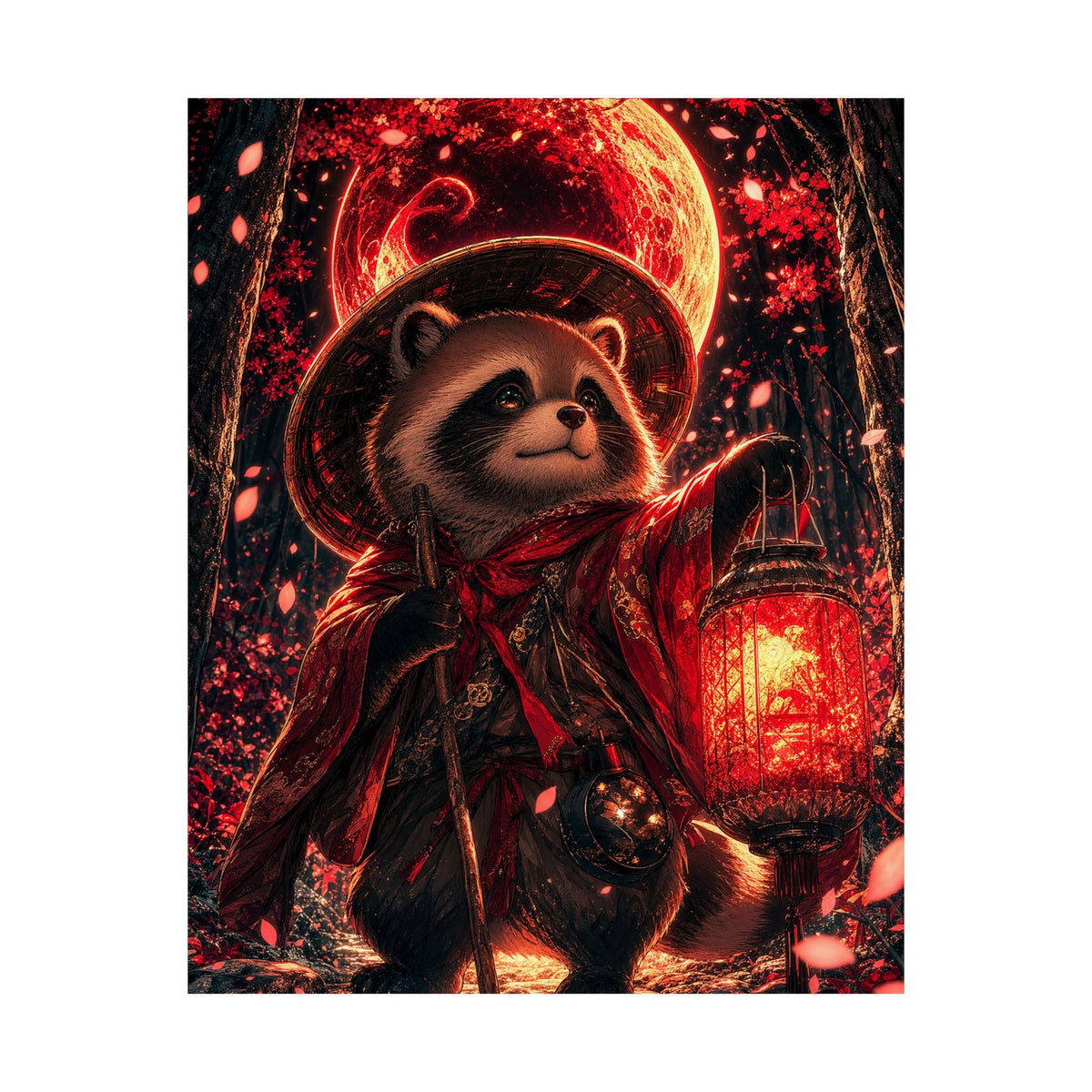 Tanuki In Forest - Anime Manga Art Print (Matte Poster) - Moikas