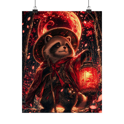 Tanuki In Forest - Anime Manga Art Print (Matte Poster) - Moikas