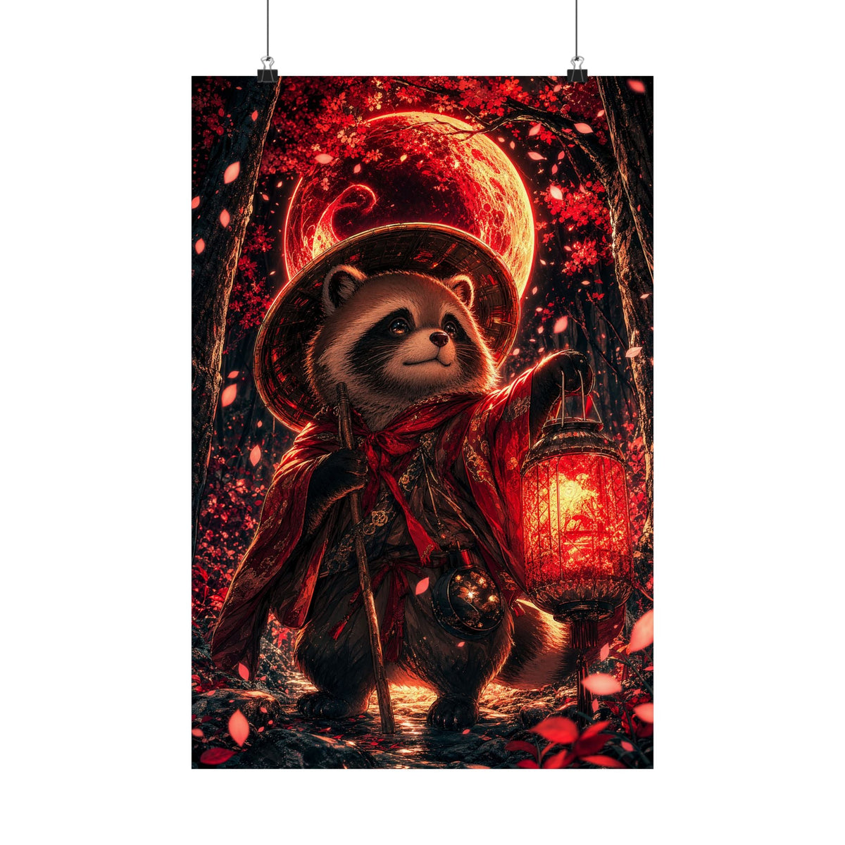 Tanuki In Forest - Anime Manga Art Print (Matte Poster) - Moikas