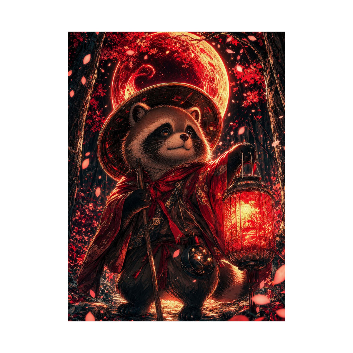 Tanuki In Forest - Anime Manga Art Print (Matte Poster) - Moikas