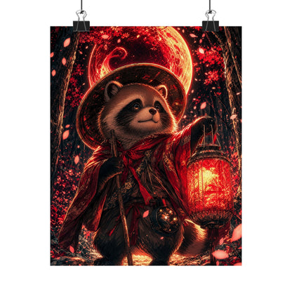 Tanuki In Forest - Anime Manga Art Print (Matte Poster) - Moikas
