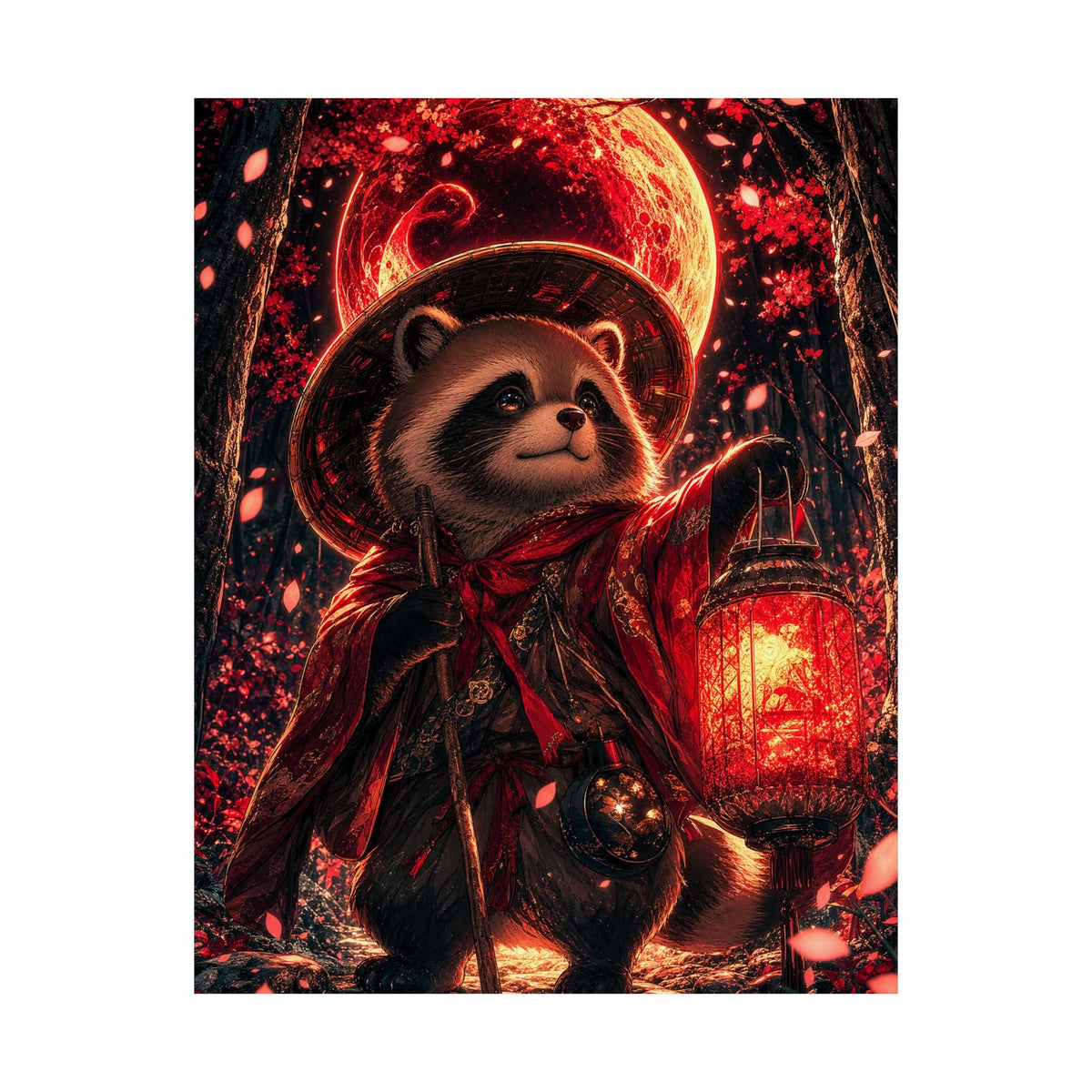 Tanuki In Forest - Anime Manga Art Print (Matte Poster) - Moikas