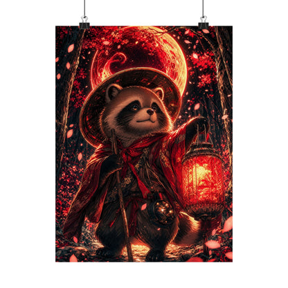 Tanuki In Forest - Anime Manga Art Print (Matte Poster) - Moikas
