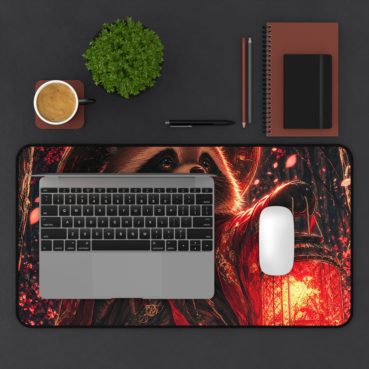 Tanuki In Forest - Anime Manga Gaming Desk Mat - Moikas