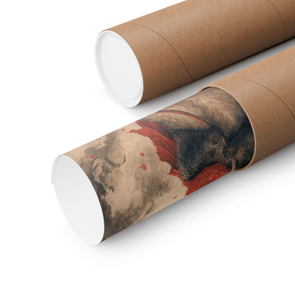 Tanuki With Giant Leaf - Japanese Mythology Art Print (Matte Poster) - Moikas
