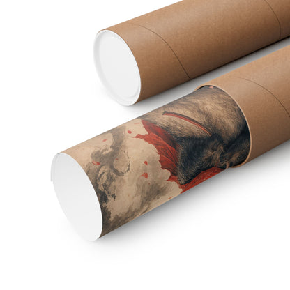 Tanuki With Giant Leaf - Japanese Mythology Art Print (Matte Poster) - Moikas