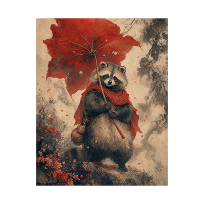 Tanuki With Giant Leaf - Japanese Mythology Art Print (Matte Poster) - Moikas