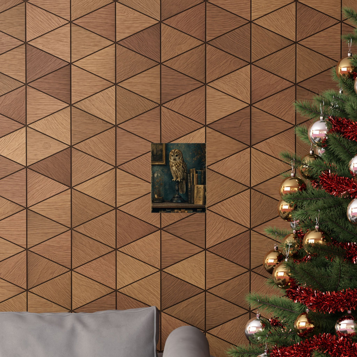 Taxidermy Owl On Bookshelf - Dark Academia Art Print (Matte Poster) - Moikas