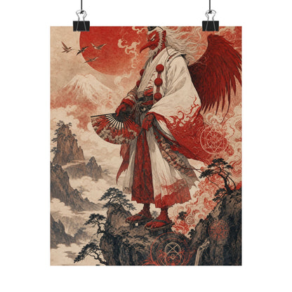 Tengu With Fon Mountain - Japanese Mythology Art Print (Matte Poster) - Moikas