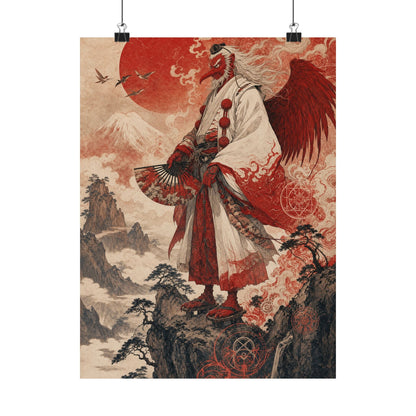 Tengu With Fon Mountain - Japanese Mythology Art Print (Matte Poster) - Moikas