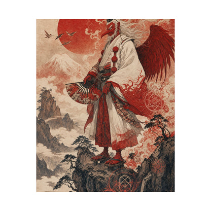 Tengu With Fon Mountain - Japanese Mythology Art Print (Matte Poster) - Moikas